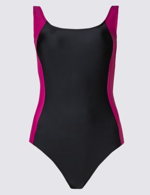 Colour Block Sporty Swimsuit with Chlorine Resist